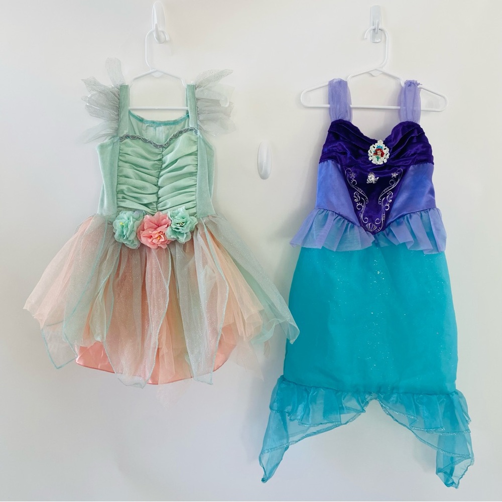 Set of TWO Kids Costume Dresses Disney Mermaid & Fairy Princess 4-6yrs Halloween